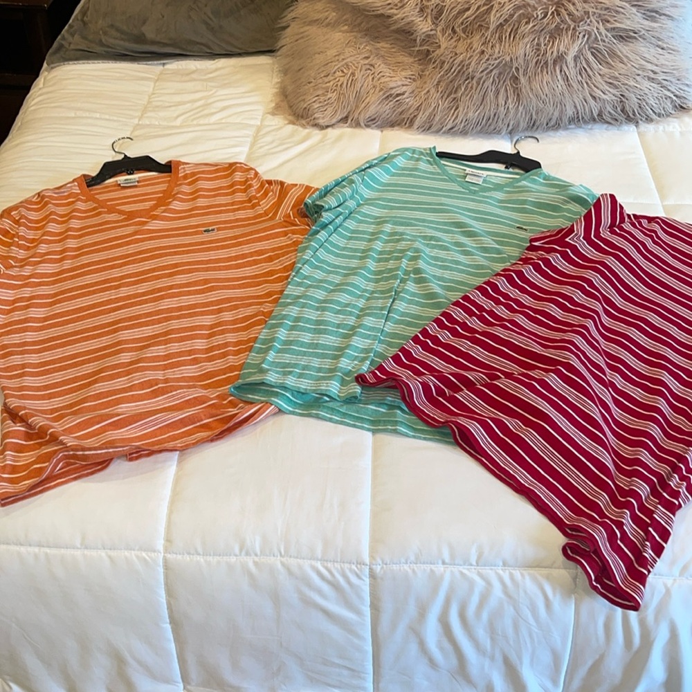 Lacoste striped  shirts bundle green/orange/ red/ white good condition 3xl - Picture 2 of 10